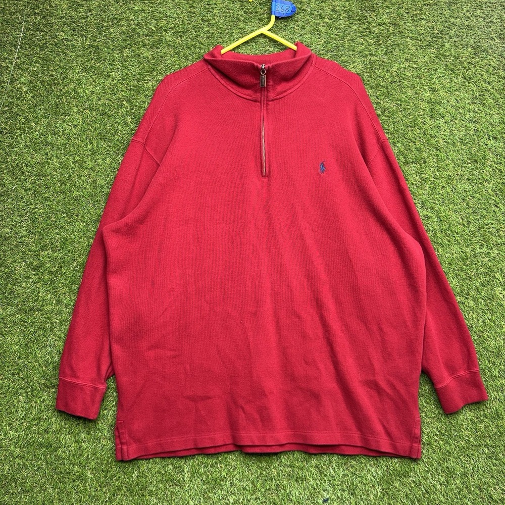 Polo Ralph Lauren Sweater Mens 2XB Big Red 1/4 Quarter Zip Long Sleeve Golf
